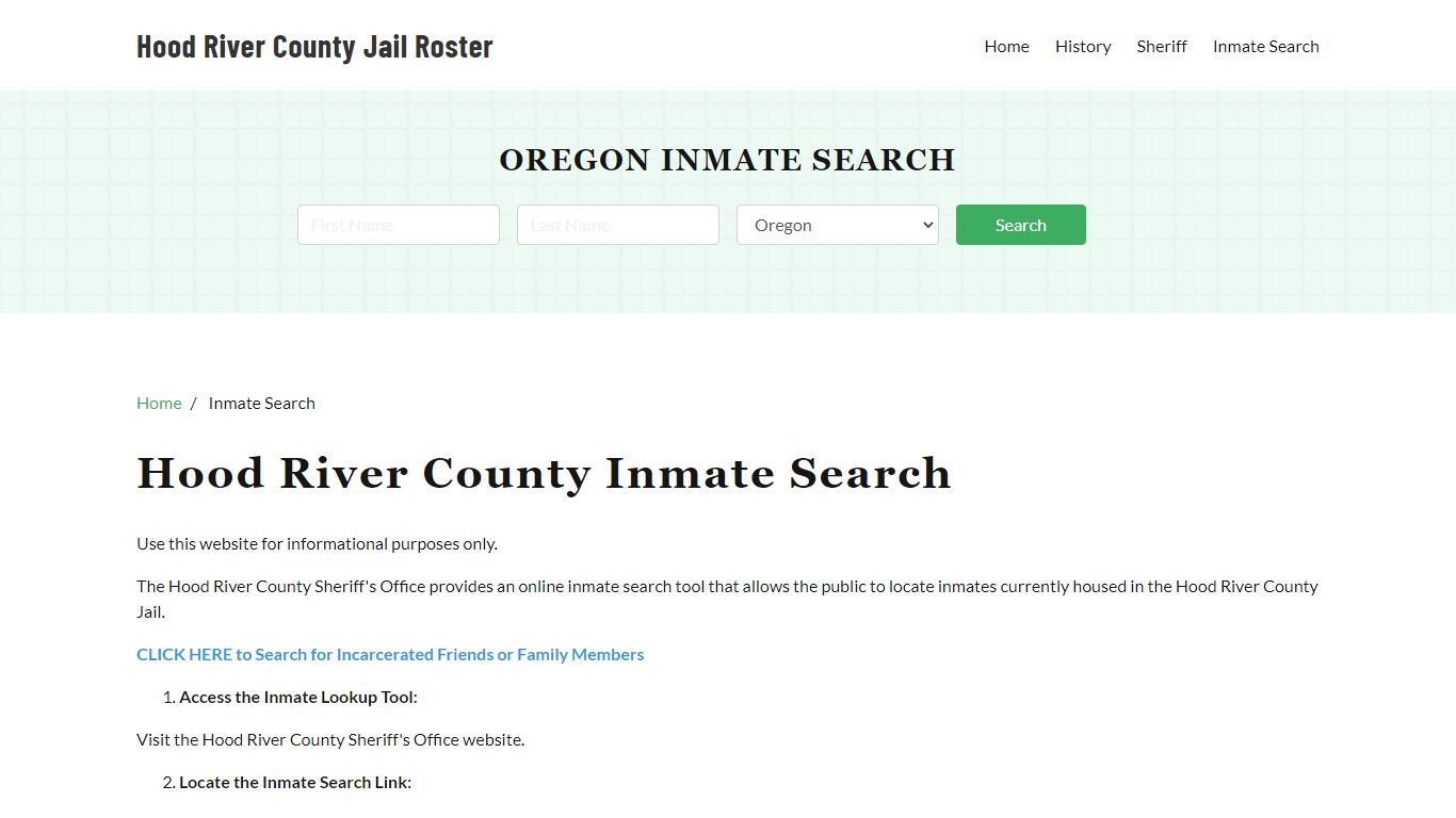 Hood River County, OR Detainee Lookup