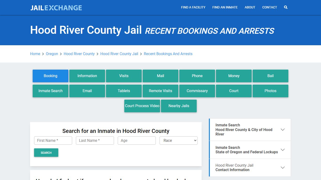 Hood River County Jail Recent Bookings And Arrests