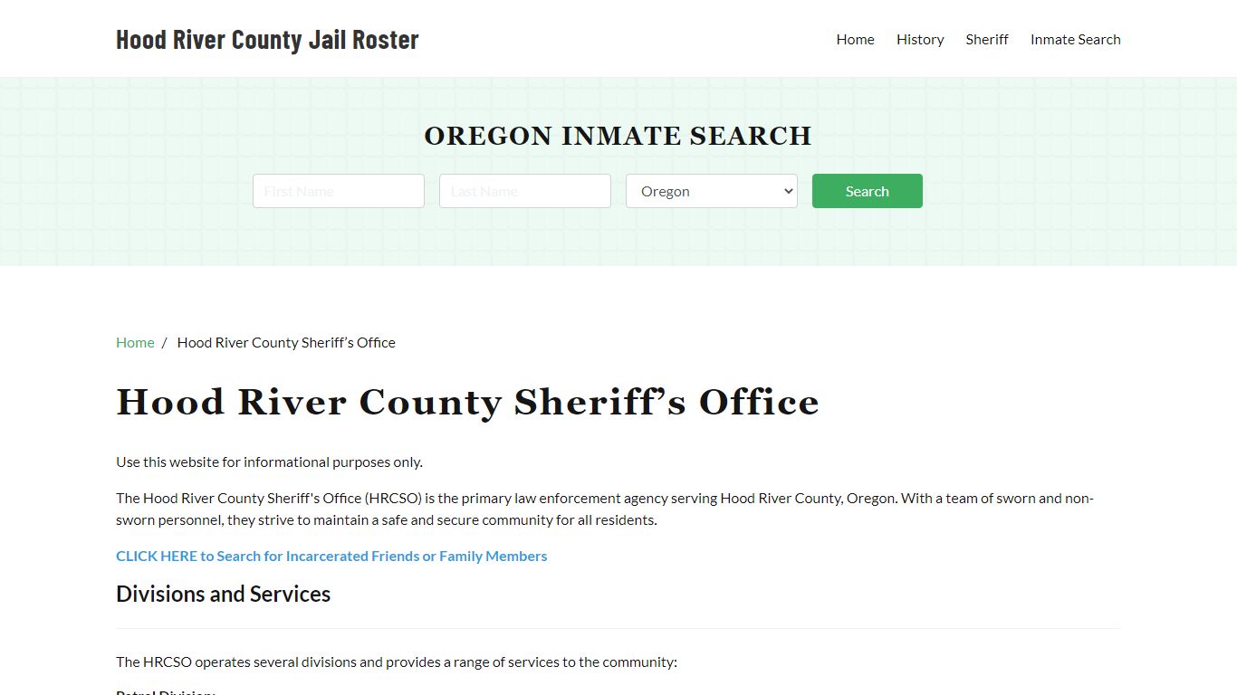 Hood River County Sheriff Office, OR, Arrest Warrants Search